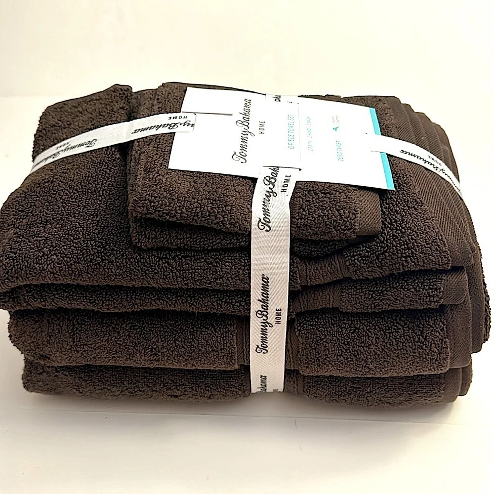 6pc TOMMY BAHAMA HOME Bath Towel Set - Boardwalk ESP Towel - Espresso